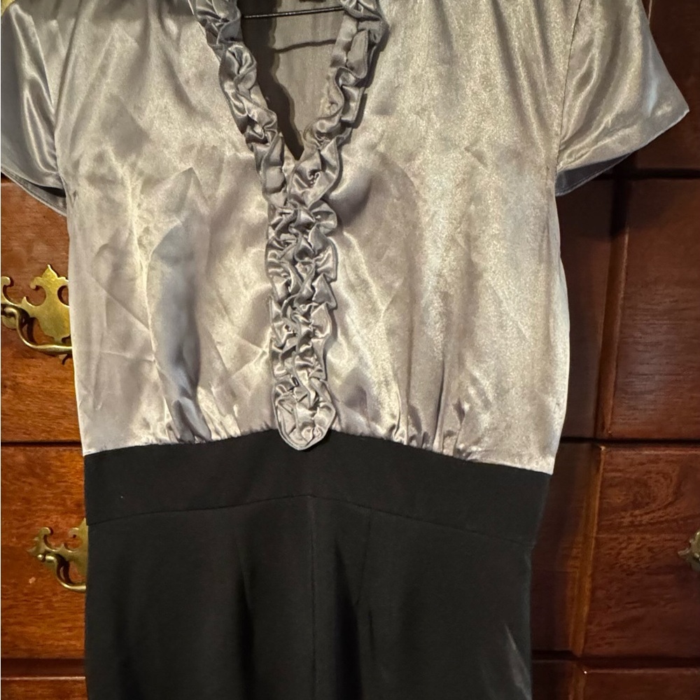 Clari.e.  Elegant Silver Ruffle Dress